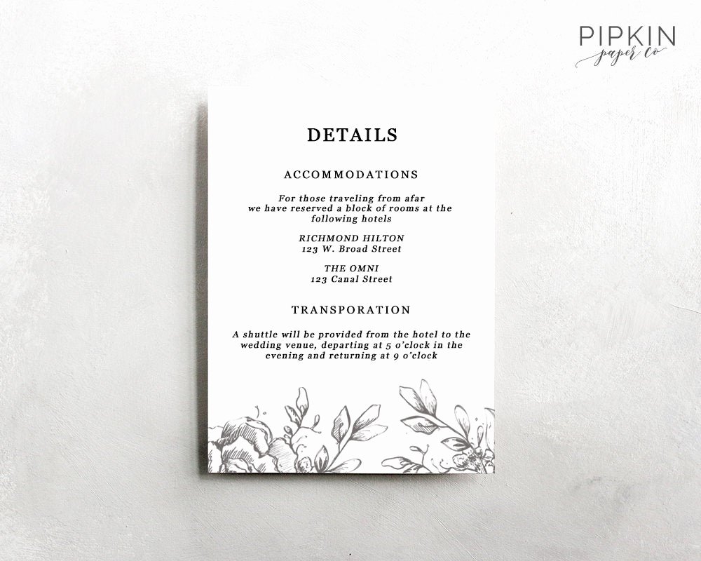 Information Card Template Lovely Wedding Details Template Information Card Template Wedding