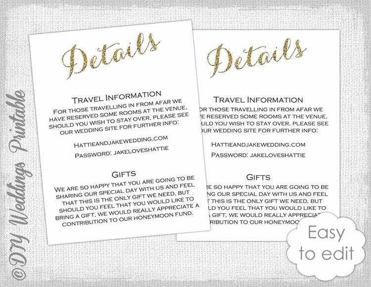 Information Card Template Lovely Wedding Enclosure Template Diy Calligraphy by