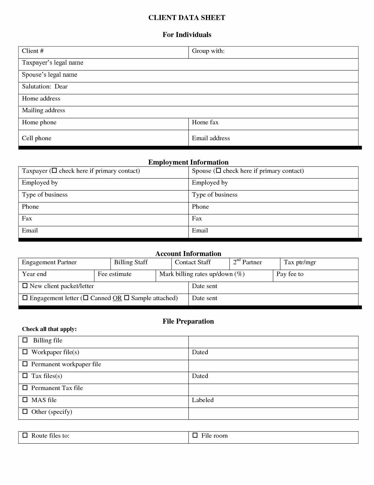 Information form Template Best Of Free Personal Information forms