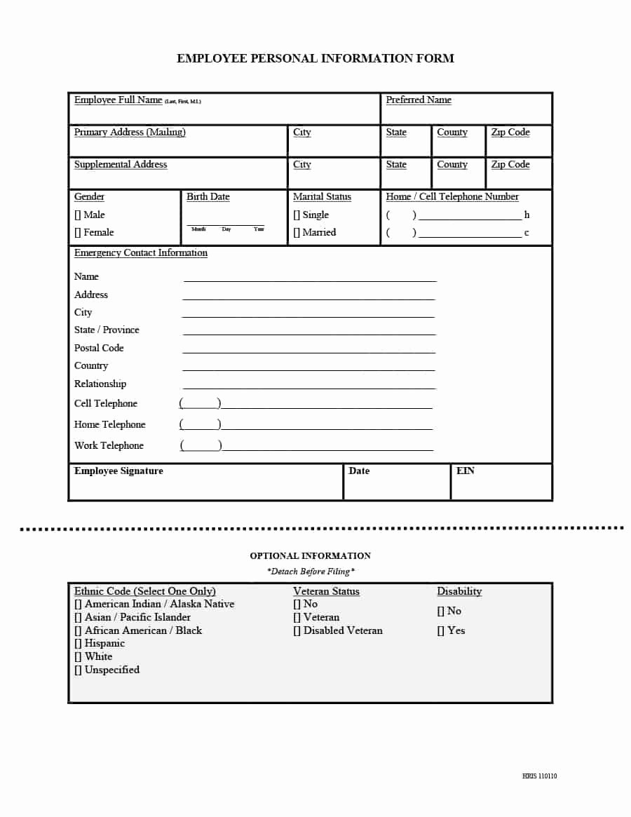 Information form Template Inspirational 47 Printable Employee Information forms Personnel