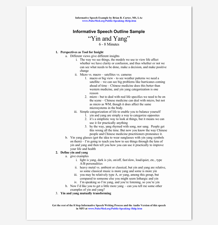 Informative Research Paper Outline Fresh Informative Speech Outline Example