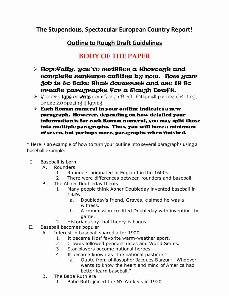 Informative Research Paper Outline Fresh Outline to Rough Draft