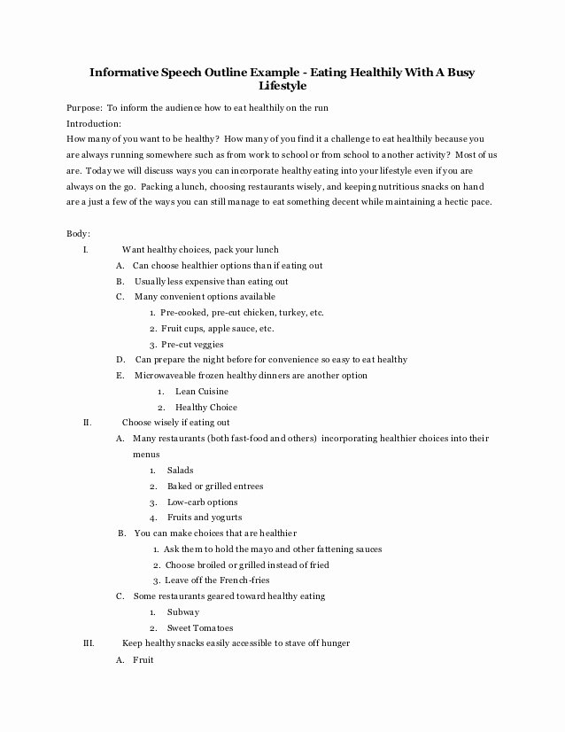 Informative Research Paper Outline Unique Written Informative Speech Examples