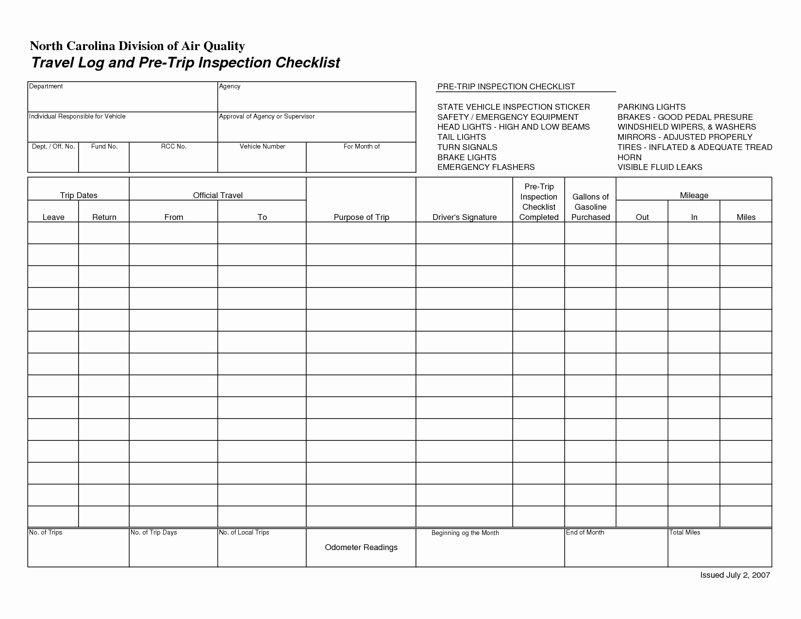 Inspection Log Sheet Inspirational 8 Best Of Printable Travel Logs Free Printable