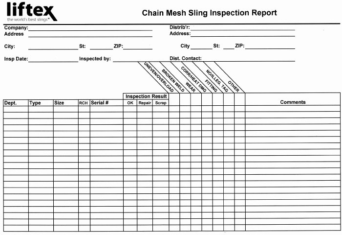Inspection Log Sheet Lovely Liftex Sling Inspection