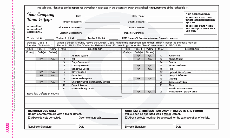 Inspection Log Sheet Unique Alberta Motor Vehicle Inspection form Impremedia