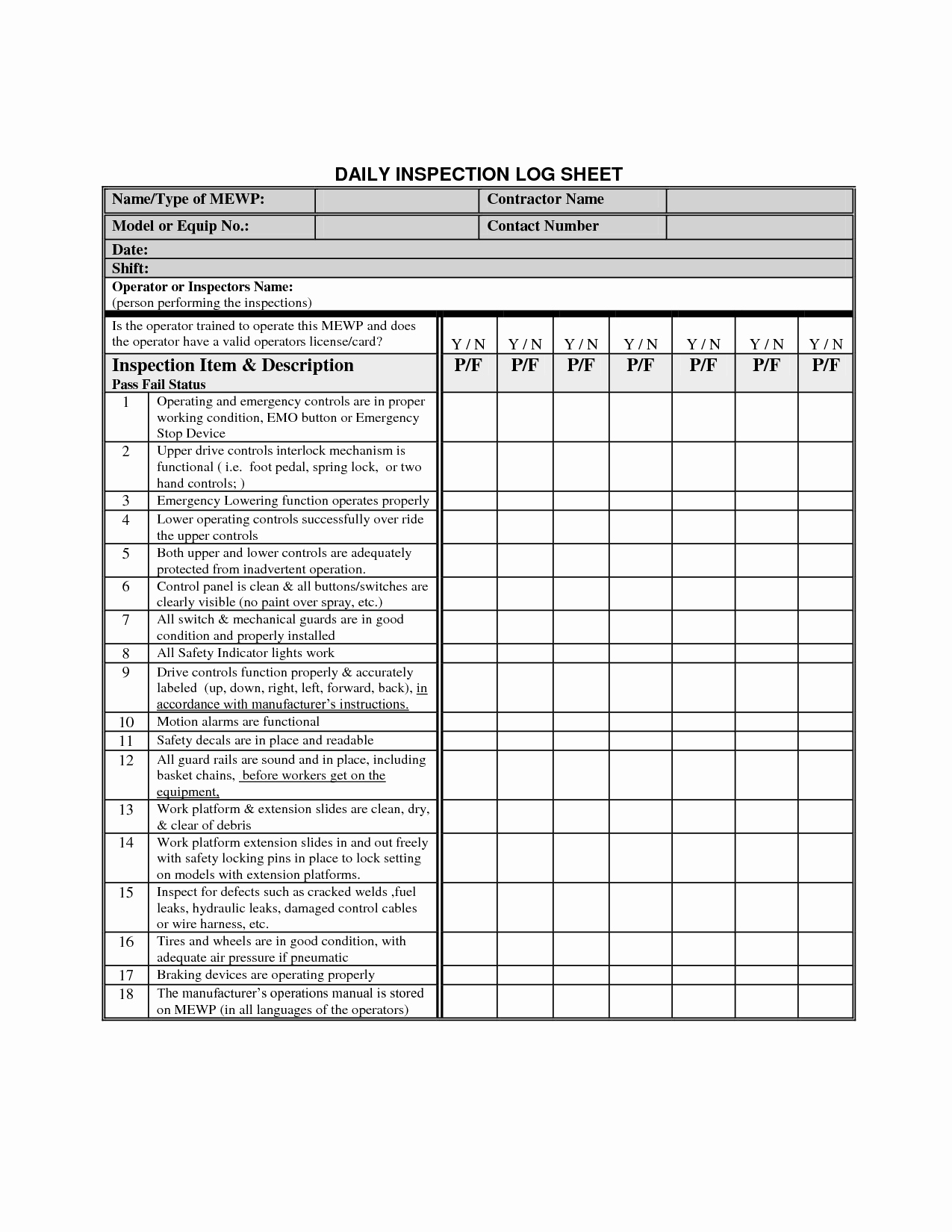 Inspection Log Template Lovely 28 Of Vehicle Inspection Log Template