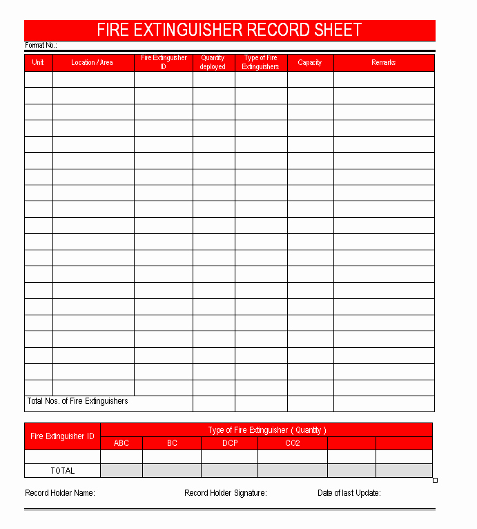 Inspection Log Template Luxury Fire Extinguisher Record Sheet