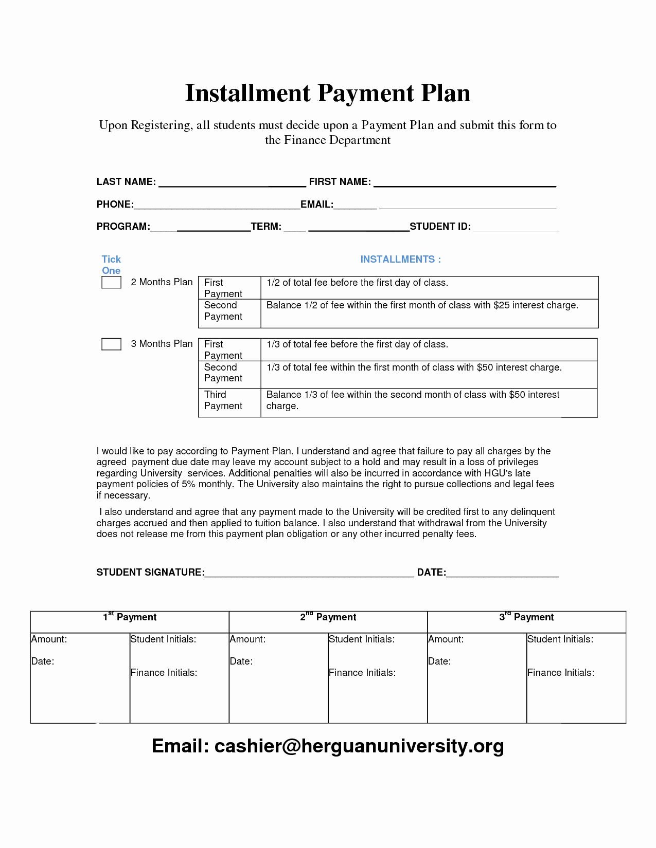 Installment Payment Plan Agreement Template Fresh Payment Plan Template