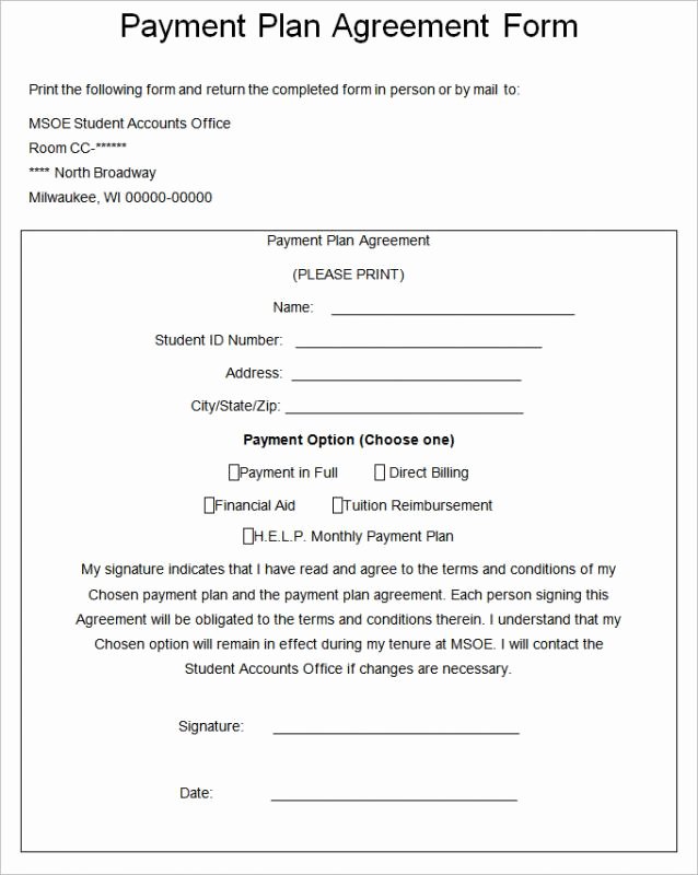 Installment Payment Plan Agreement Template Unique Installment Payment Agreement