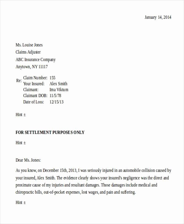 Insurance Demand Letter Fresh Demand Letter Examples