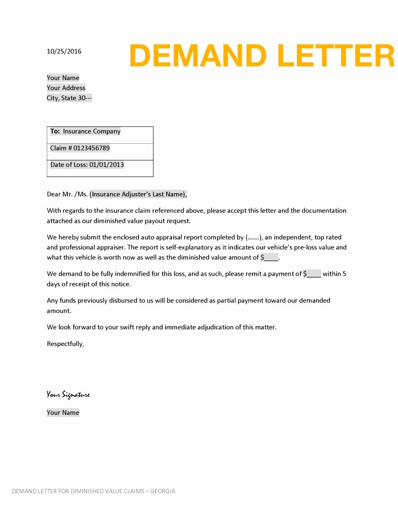 Insurance Demand Letter New Insurance Demand Letter Template Collection