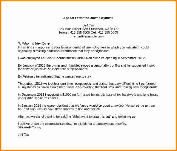 Insurance Denial Letter Template Beautiful 8 Sample Appeal Letter for Unemployment Denial
