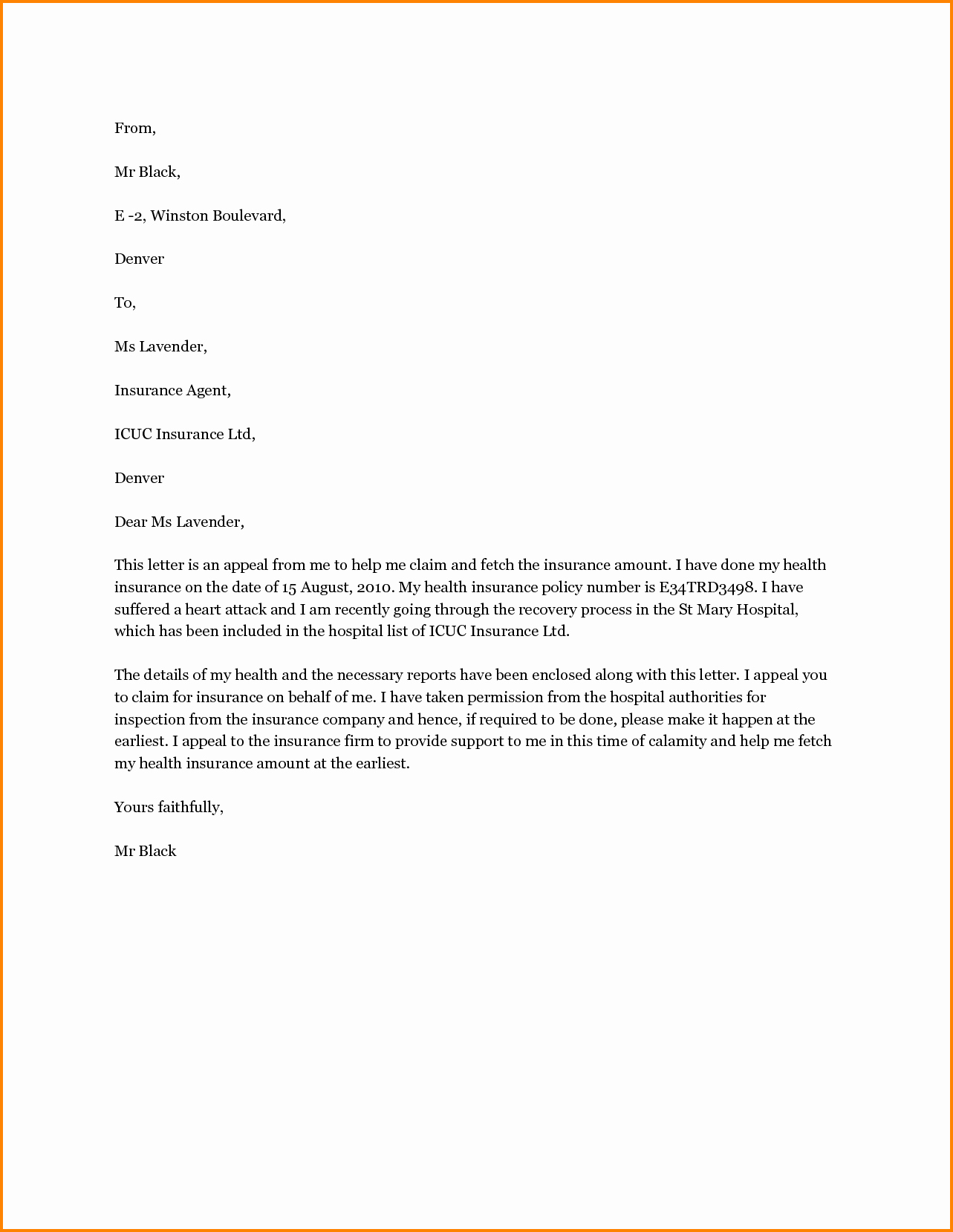 Insurance Denial Letter Template Best Of 5 Medical Claim Appeal Letter Sample