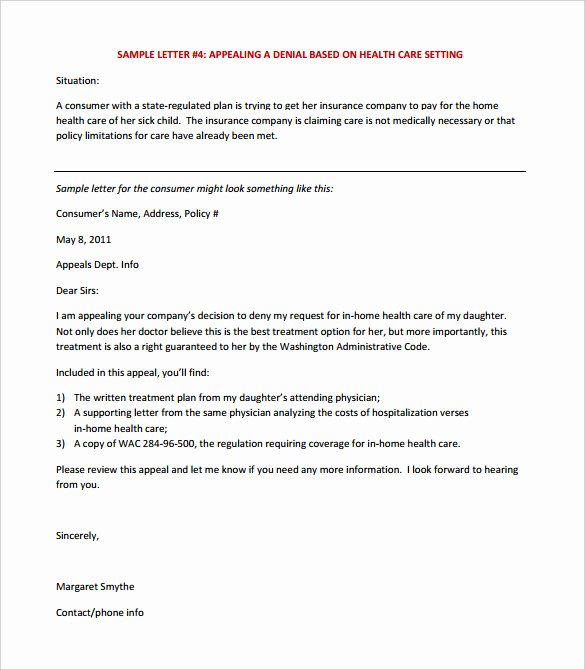 Insurance Denial Letter Template Lovely 17 Appeal Letter Templates Free Sample Example format