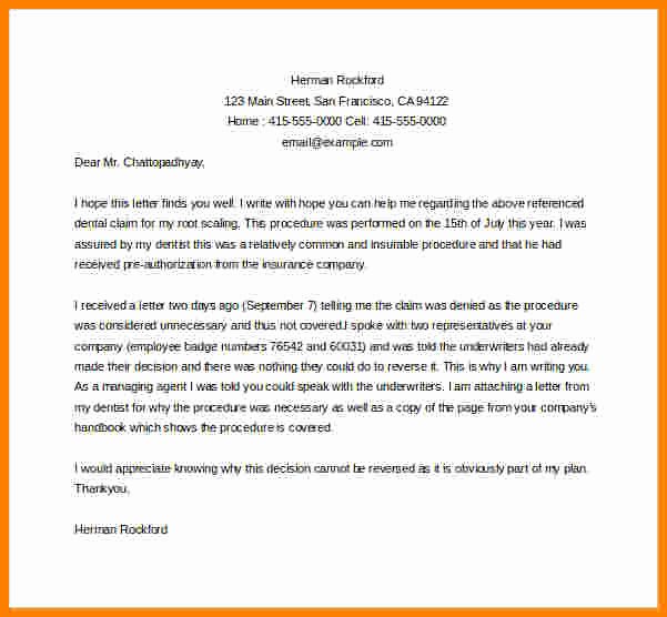 Insurance Denial Letter Template Luxury 8 Health Insurance Appeal Letter