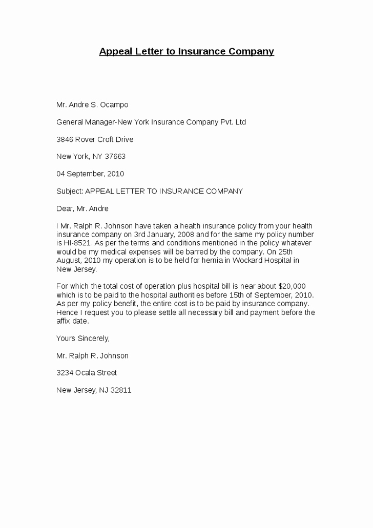 Insurance Denial Letter Template New Best S Of Professional Medical Appeal Letters