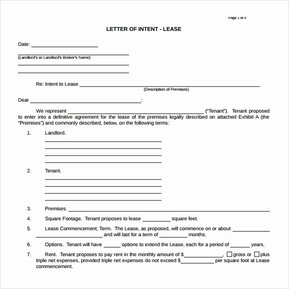 Intent to Rent Letter Awesome 10 Letter Of Intent Real Estate Templates to Download