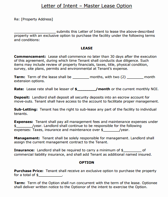 Intent to Rent Letter Beautiful 4 Letter Of Intent to Lease Templates Word Excel Templates