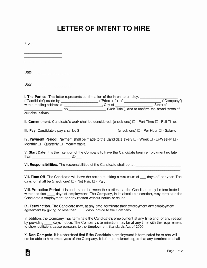 Intent to Rent Letter Unique Free Intent to Hire Letter Of Intent Template Pdf