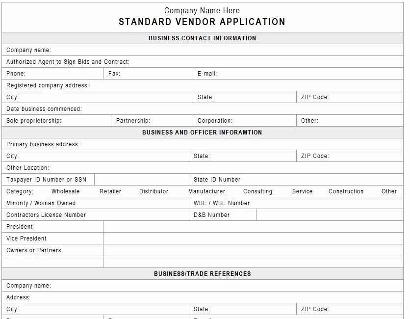 Internal Application form Awesome Vendor Application Template Vendors