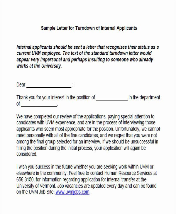 Internal Application form Best Of 9 Job Application Rejection Letters Templates for the