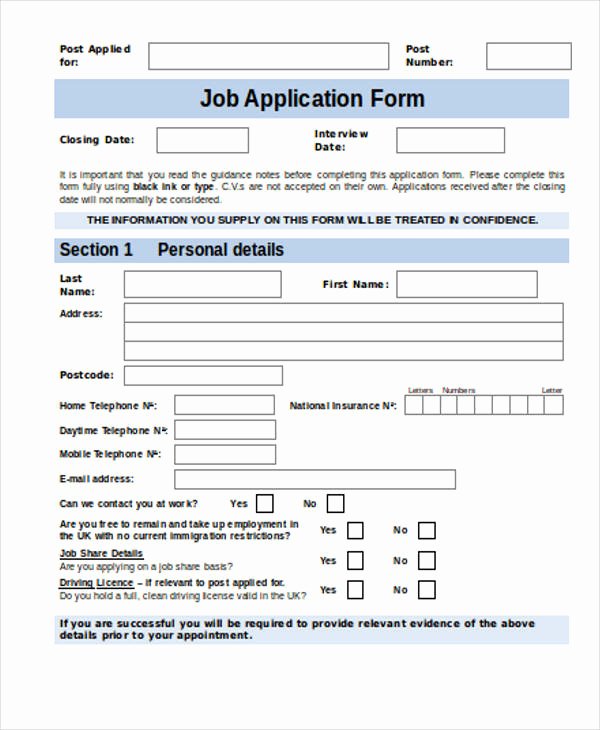 Internal Application form Inspirational 35 Free Job Application form Template