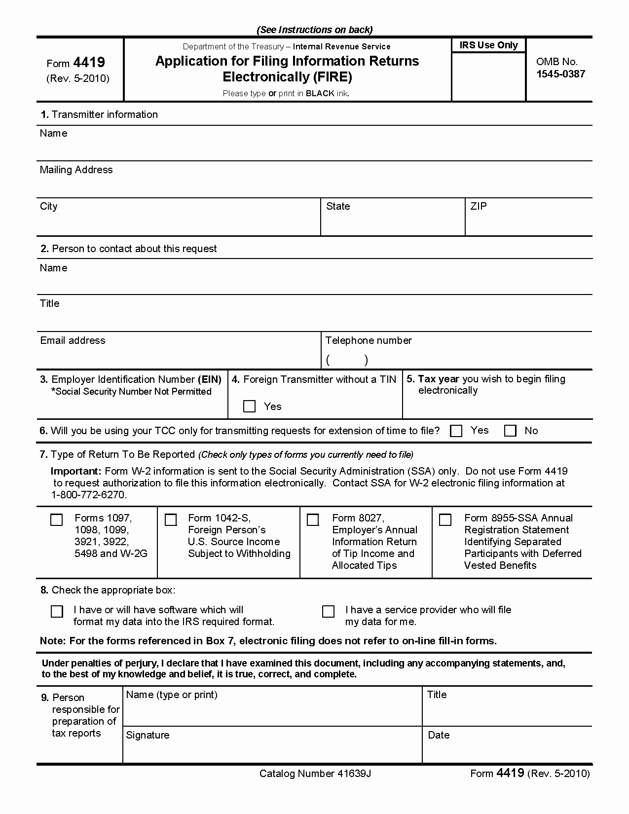 Internal Application form Inspirational form 4419 Application for Filing Information Returns