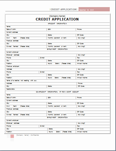 Internal Application form Inspirational Word Internal Credit Application form Template