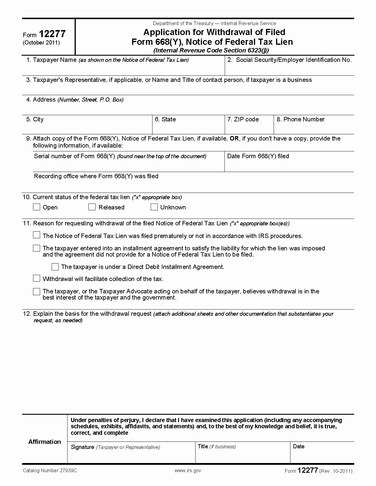Internal Application form New form Application for withdrawal Of Filed form 668 Y