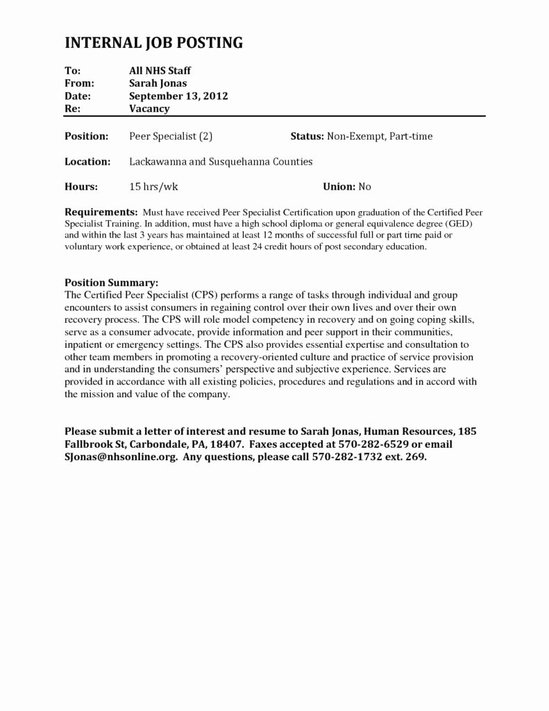 Internal Job Posting Email Template Fresh Cover Letters for Internal Position – Perfect Resume format