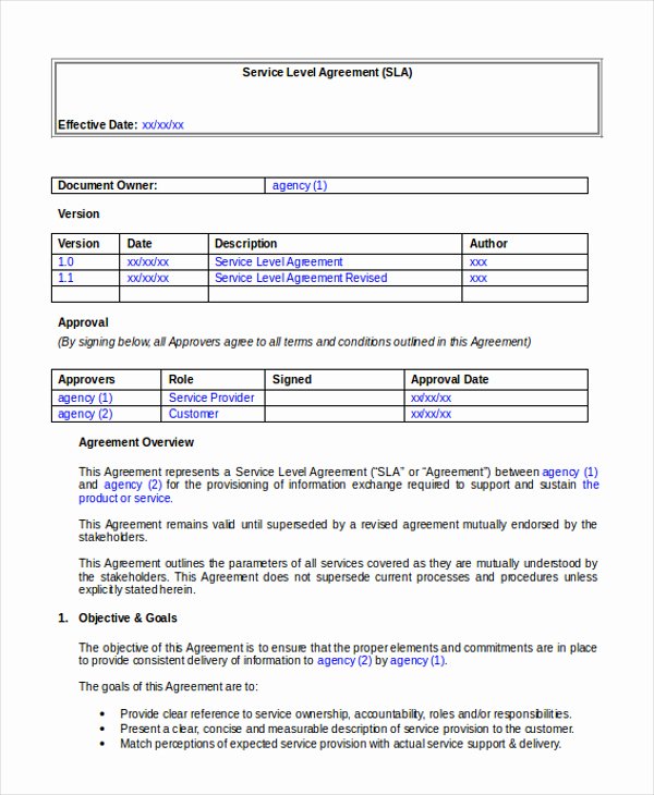 Internal Service Level Agreement Template Fresh New Hire forms Template