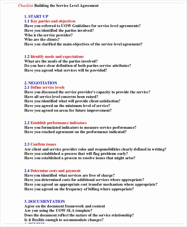 Internal Service Level Agreement Template Inspirational 65 Simple Agreements