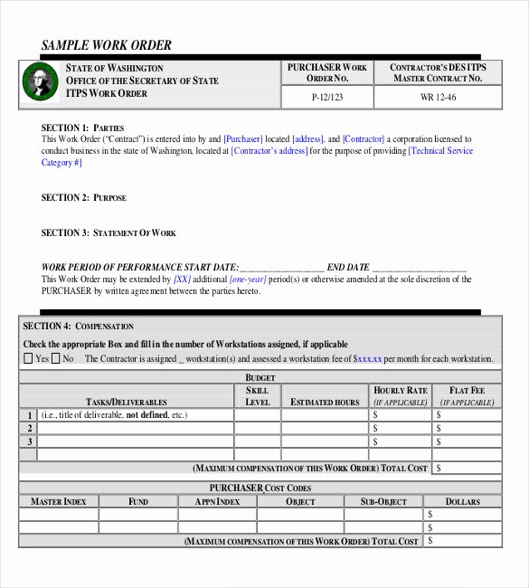 Internal Service Level Agreement Template Lovely Work order format Driverlayer Search Engine