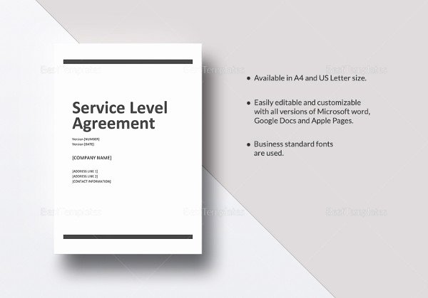 Internal Service Level Agreement Template Unique Service Level Agreement Template 18 Free Word Pdf