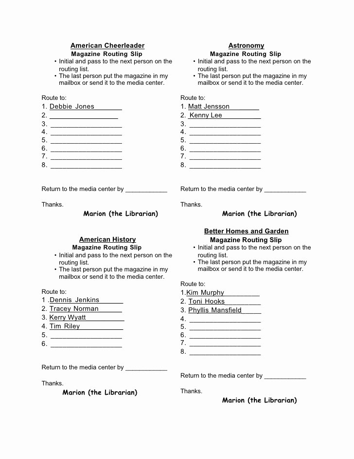 Interoffice Routing Slip Template Lovely Magazine Routing Slips