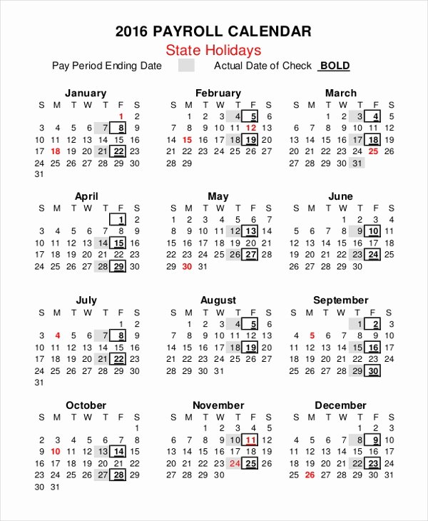 Intuit Payroll Holiday Calendar 2019 Fresh Payroll Calendar Template 10 Free Excel Pdf Document