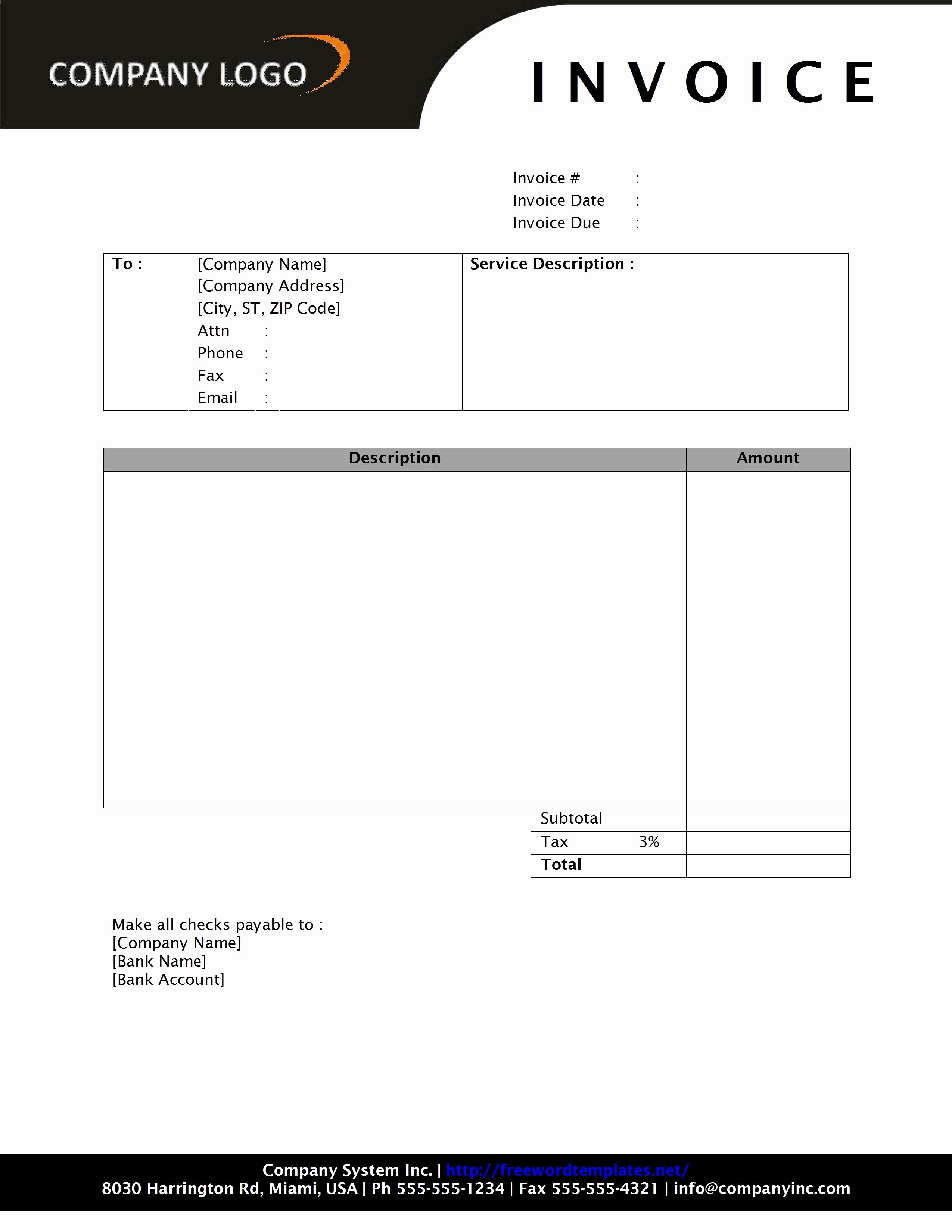 Invoice Template Word 2010 Beautiful General Service Invoice