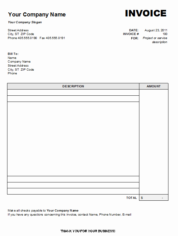 Invoice Template Word 2010 Inspirational Blank Invoice Template