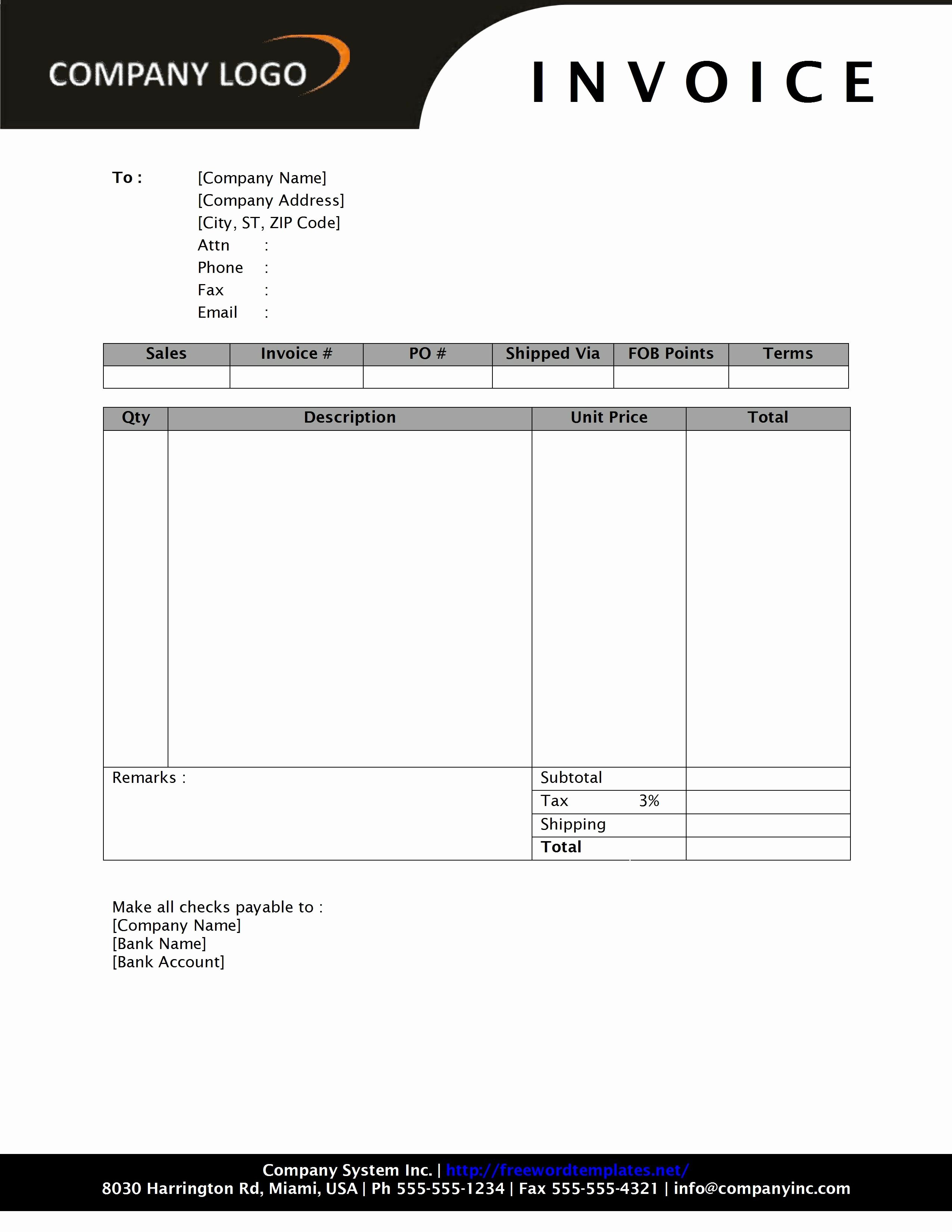 Invoice Template Word 2010 Lovely General Sales Invoice