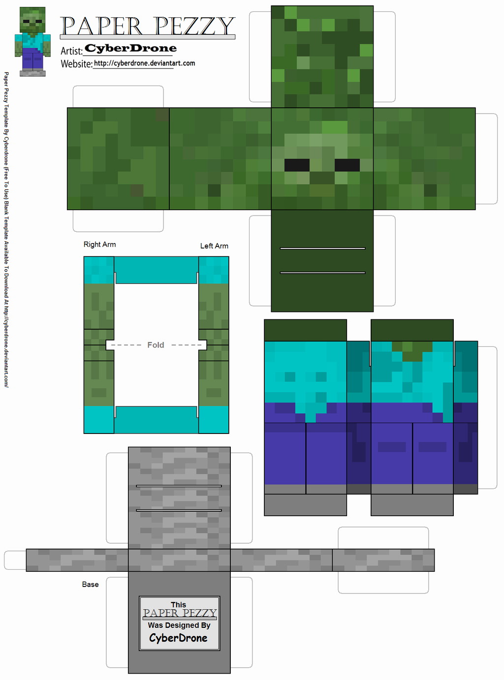 iPhone 6 Skin Template Pdf New Paper Pezzy Zombie Minecraft by Cyberdrone On Deviantart
