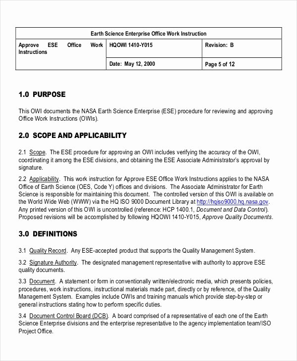 Iso 9001 Work Instruction Template Best Of 9 Work Instruction Templates Free Sample Example