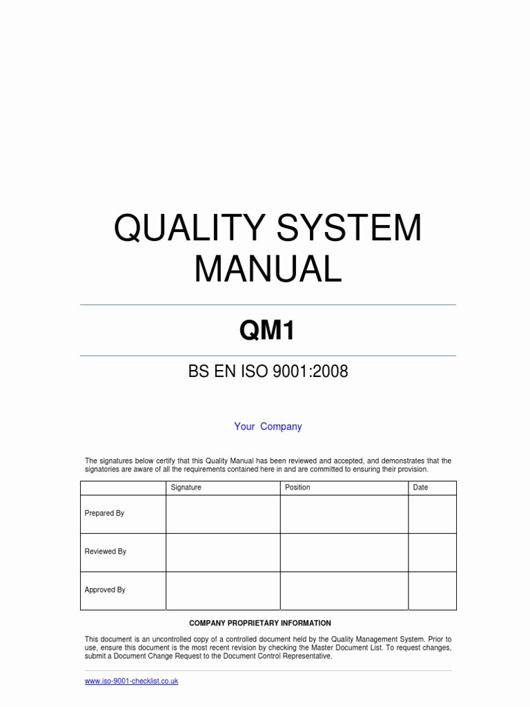 Iso Process Template Luxury Quality Manual Template Example iso 9000