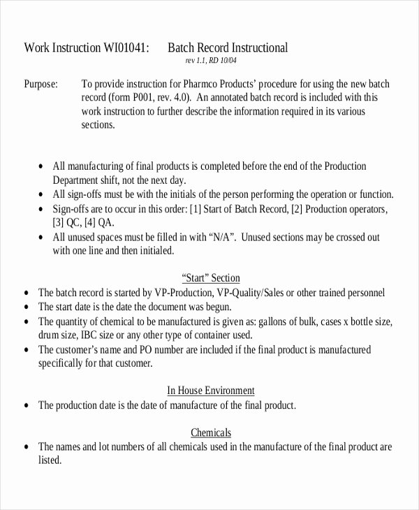 Iso Work Instruction Template Beautiful 9 Work Instruction Templates Free Sample Example