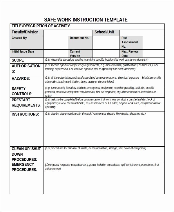 Iso Work Instruction Template Lovely 9 Work Instruction Templates Free Sample Example