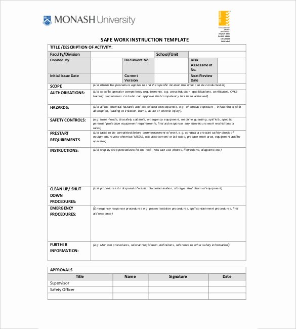 Iso Work Instruction Template Luxury Work Instruction Template Word Joselinohouse