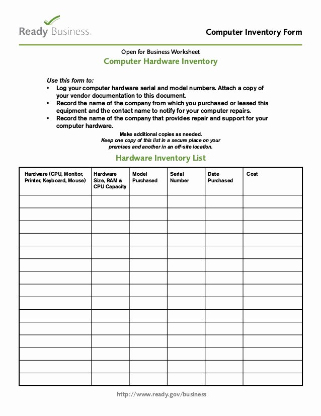 It Infrastructure Site Survey Template Best Of Business Puter Inventory form