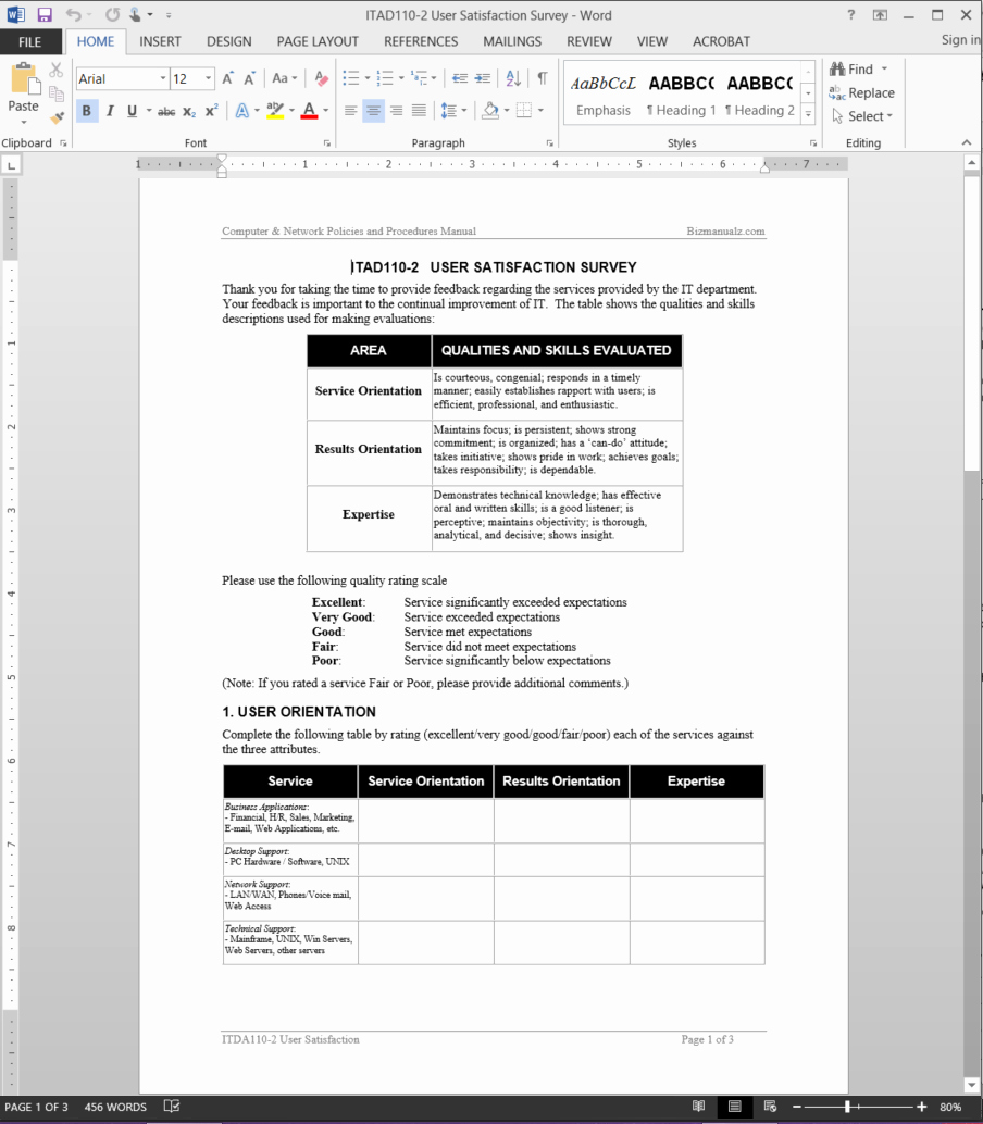 It Infrastructure Site Survey Template Fresh User Satisfaction Survey Template