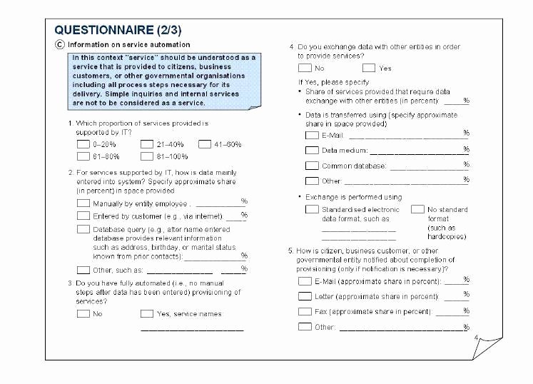 It Infrastructure Site Survey Template Lovely Questionnaire Sample