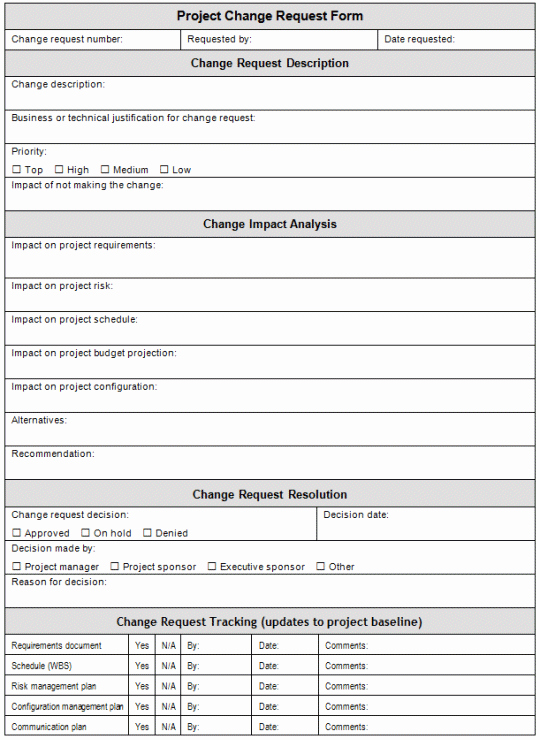 It Project Request form Template Elegant Managing Change